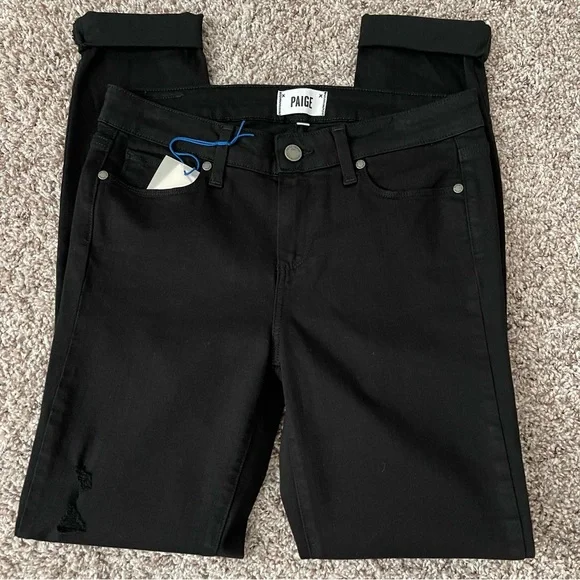 Paige Verdugo Ultra Skinny Black Eclipse Destructed Jeans Size 29 - Picture 6 of 12
